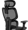 Close-up view of the back of a black ergonomic office chair, focusing on the headrest and lumbar support. Náhľad obrázku produktu