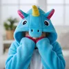 Pigiama Onesie Kigurumi Costume Travestimento Unicorno Blu Anteprima dell’immagine prodotto 5
