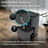 A dehumidifier with a water tank and a close-up of its drainage options. Produktbild-Vorschau
