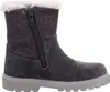 A single gray winter boot with a zipper and white fur trim is shown against a white background. Produktbild-Vorschau