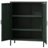 An open dark green metal cabinet with three shelves. Náhľad obrázku produktu