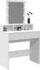 A white vanity table with a lighted mirror and storage compartments. Produktbild-Vorschau