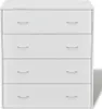 A white four-drawer dresser is shown against a white background. Náhled obrázku produktu