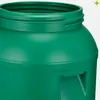 Close-up of the top opening and handle of a green plastic barrel. Produktbild-Vorschau
