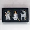 3er Set Deko-Anhänger Engel Rentier Baum Glas Baumschmuck Produktbild-Vorschau 2