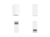 Four views of a white, rectangular outdoor light fixture. Produktbild-Vorschau