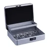 An open silver cash box with a combination lock is shown against a white background. Náhled obrázku produktu