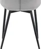 The bottom part of a light gray upholstered chair with black metal legs. Produktbild-Vorschau