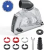 A collection of tools and accessories for a grinder, including a dust shroud, cutting disc, and various adapter rings. Náhľad obrázku produktu
