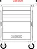 A line drawing of a tool cart with drawers. Produktbild-Vorschau
