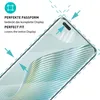A close-up of a smartphone screen protector being applied to a curved phone screen. Produktbild-Vorschau