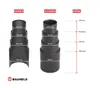 A diagram showing the inner and outer dimensions of a black vacuum cleaner adapter, along with its height measurements. Produktbild-Vorschau