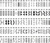 A grid of sewing machine stitch patterns with corresponding numbers. Náhled obrázku produktu