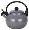A gray enamel kettle with a black handle and lid is shown against a white background. Produktbild-Vorschau