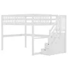 A white loft bed with stairs and drawers, shown from a side angle against a white background. Anteprima dell’immagine prodotto