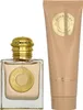 A perfume bottle and a body lotion tube are displayed side-by-side against a white background. Produktbild-Vorschau