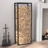 A metal firewood rack filled with logs next to a fireplace. Náhľad obrázku produktu