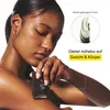 A woman is holding a sunstick product to her arm, with a close-up inset of the product's applicator and text overlays describing its features. Náhľad obrázku produktu