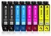 A row of eight ink cartridges, two of each color: black, cyan, magenta, and yellow. Produktbild-Vorschau