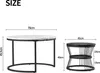 A size chart showing two round coffee tables with dimensions indicated. Produktbild-Vorschau