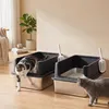 PawHut 2er-Set Katzenklo Edelstahl XL mit Hohem Rand Deckel Produktbild-Vorschau 8