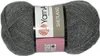 A ball of grey yarn with a product label. Produktbild-Vorschau