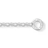 A close-up shot of a silver chain bracelet with a circular charm attached. Náhľad obrázku produktu