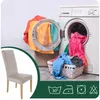 4 Stück Stuhlhussen Hohe Lehne - Beige - Samt - Universal Produktbild-Vorschau 2