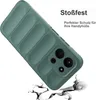 A green phone case is shown falling onto a cracked surface, implying shock absorption. Produktbild-Vorschau