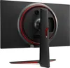 The back of an LG monitor with a red accent ring and a black stand. Podgląd zdjęcia produktu