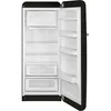 An open black SMEG refrigerator with its interior shelves and drawers visible. Produktbild-Vorschau