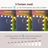 A collage of three images showing a mirror with lights in different color temperatures, followed by a graphic illustrating brightness levels. Náhled obrázku produktu