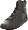 A black leather high-top sneaker is shown against a white background. Produktbild-Vorschau