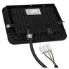 The back of a black LED floodlight with a cable and wire connectors. Produktbild-Vorschau