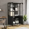 Highboard Schwarz 90x40x180 cm Glas und Stahl Produktbild-Vorschau 3