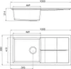 Technical drawing with dimensions of a kitchen sink. Produktbild-Vorschau