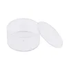 A clear plastic round container with its lid slightly ajar, presented on a white background. Podgląd zdjęcia produktu