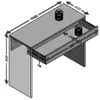 A 3D rendering of a console table or desk with dimensions and weights indicated. Podgląd zdjęcia produktu