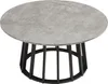 A round coffee table with a concrete-look top and a black metal base. Podgląd zdjęcia produktu