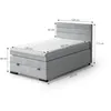 A diagram of a bed with dimensions indicated by measurement lines and text labels. Produktbild-Vorschau