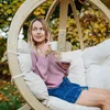 KONSIMO Hölzerner Hängesessel "HIGLO", beige, Hölz, Modern Produktbild-Vorschau 3