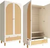 Weißer Landhausstil Kleiderschrank mit 2 Türen & Rattan, Produktbild-Vorschau 7