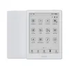 A white e-reader device is shown from the front, displaying its home screen with various app icons and a status bar at the top. Anteprima dell’immagine prodotto