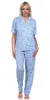 Damen Pyjama kurzarm Schlafanzug Pyjama-Set;  Blau L/40 Produktbild-Vorschau 2