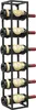 A black metal wine rack holding six bottles of red wine. Náhled obrázku produktu