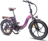 A studio shot of a purple folding electric bicycle against a white background. Produktbild-Vorschau
