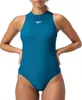 A woman wearing a teal Speedo swimsuit. Podgląd zdjęcia produktu