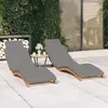 vidaXL Sonnenliegen 2 Stk. mit Auflagen Massivholz Teak Produktbild-Vorschau 2