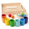 Montessori Holzspielzeug "Regenbogen: Bälle in Tassen" 3 cm Produktbild-Vorschau 1