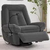 A gray corduroy recliner chair with a built-in lamp and side pockets. Produktbild-Vorschau